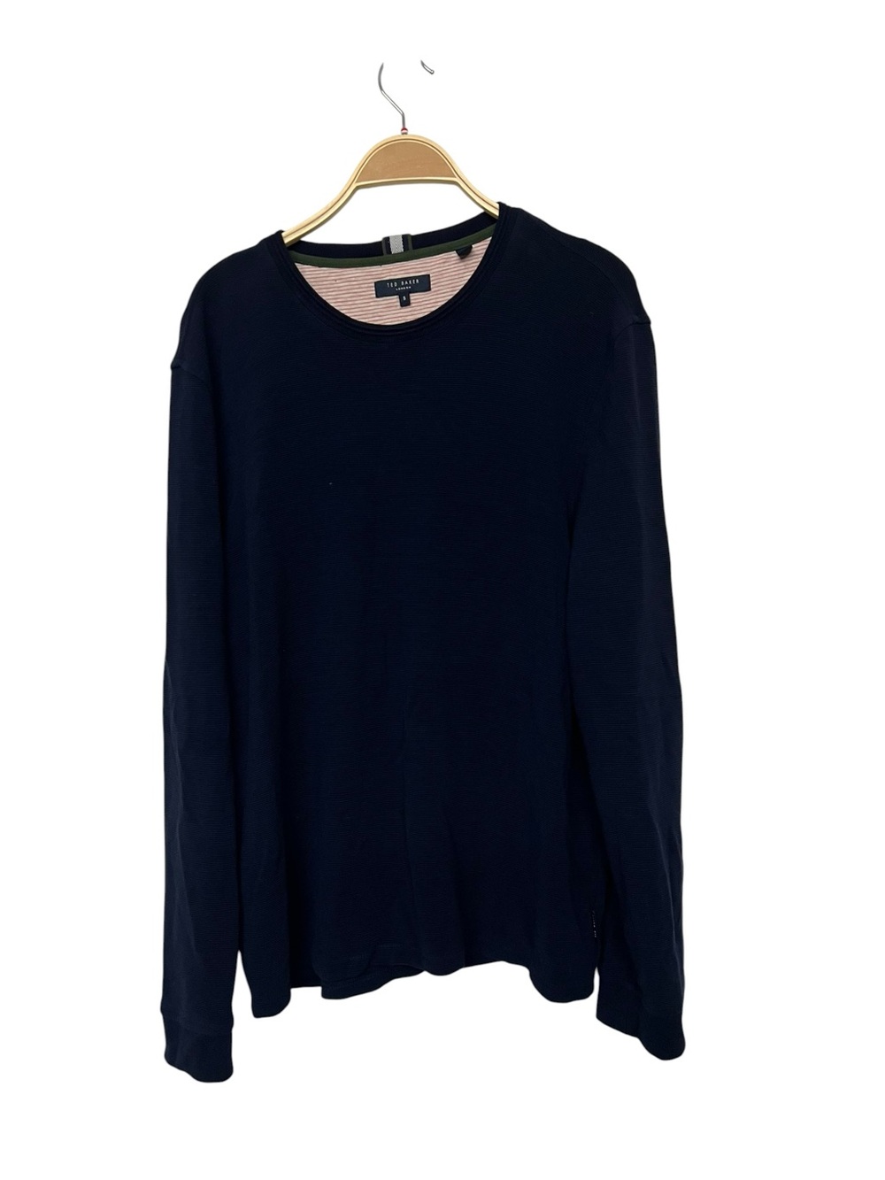 Mens Ted Baker Navy Ribbed Crewneck Long Sleeve Sweater XL